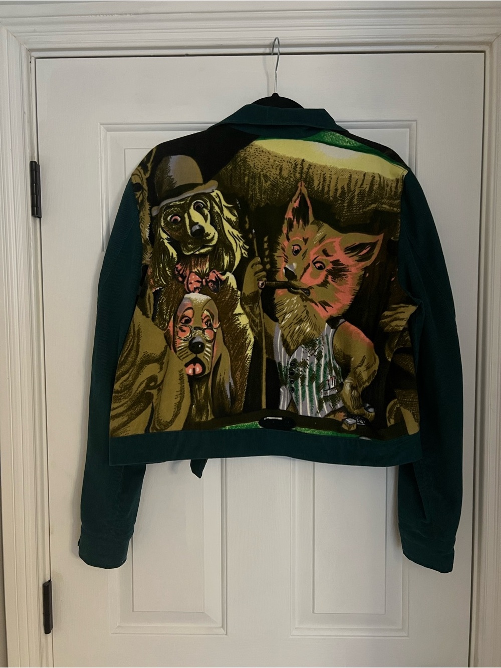 Handmade Green Corduroy-Dog Billiard with Cigar graphic